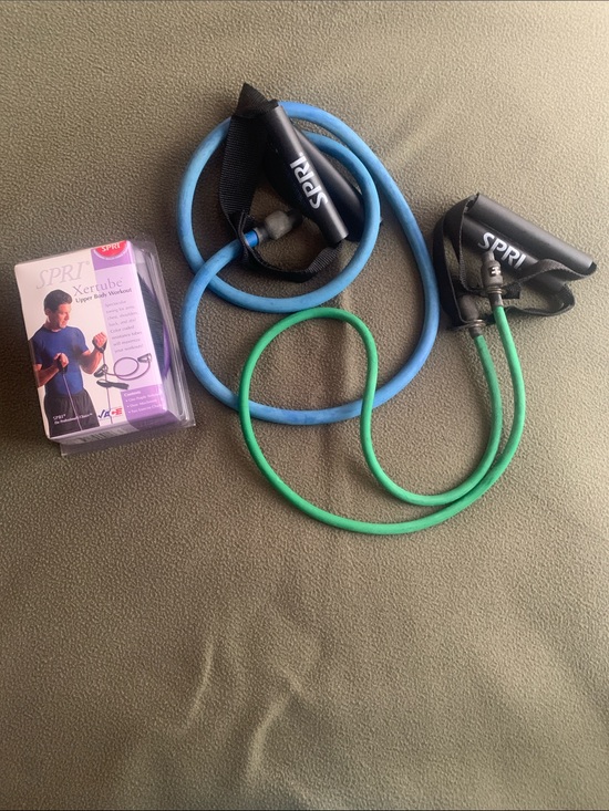 Spri Other - Spri purple, blue and green exercise bands with door attachment.
